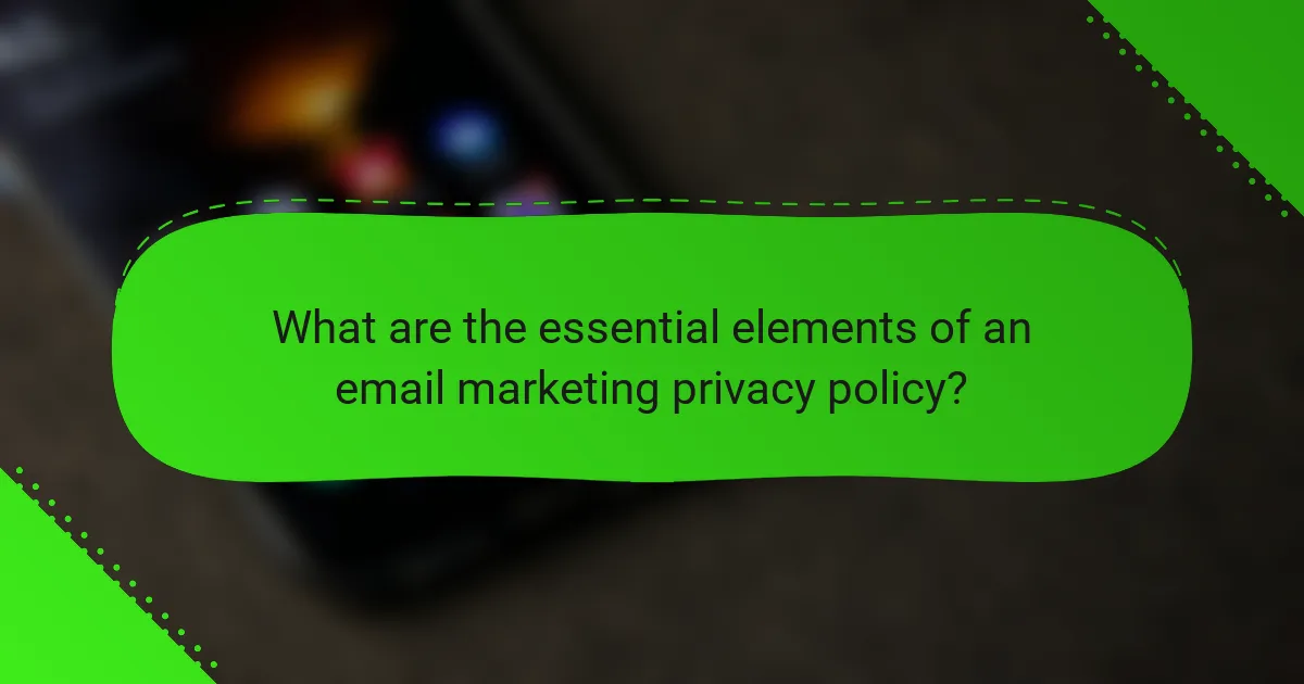 What are the essential elements of an email marketing privacy policy?