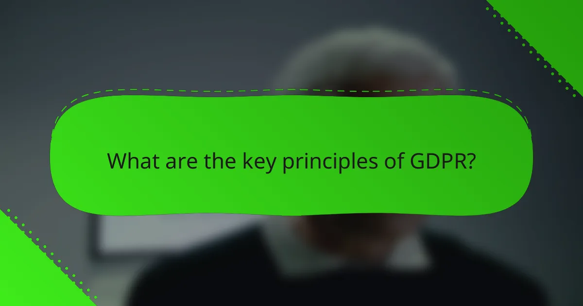 What are the key principles of GDPR?